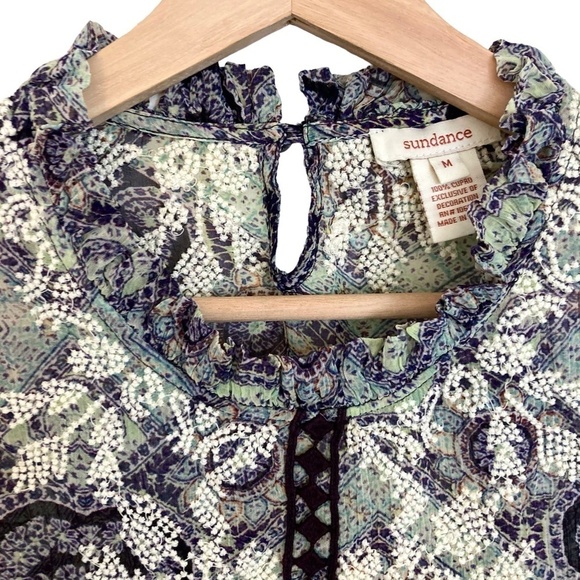 SUNDANCE Victorian Charms Embroidered Boho Long Sleeved Blouse Top - Picture 6 of 11